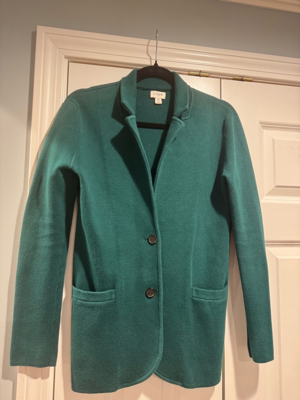 J. Crew Green Single-Breasted Knit Blazer